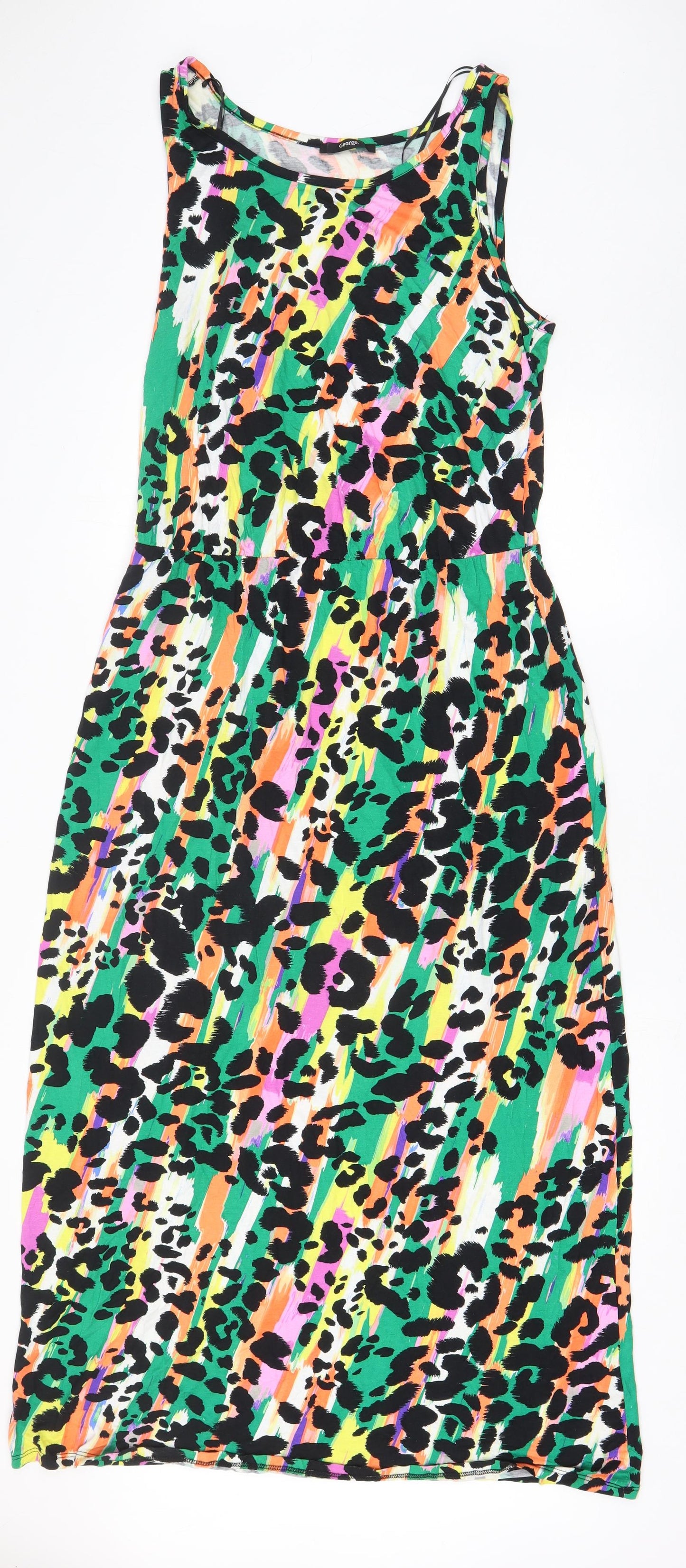 George Womens Multicoloured Animal Print Viscose Maxi Size 18 Scoop Neck Pullover