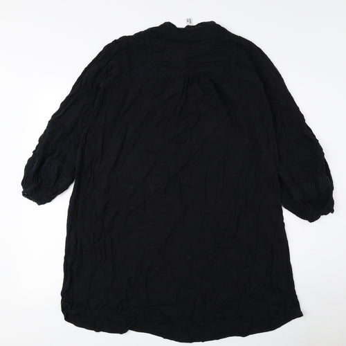 AND/OR Womens Black Viscose Shift Size 6 Round Neck Button - Lace Detail