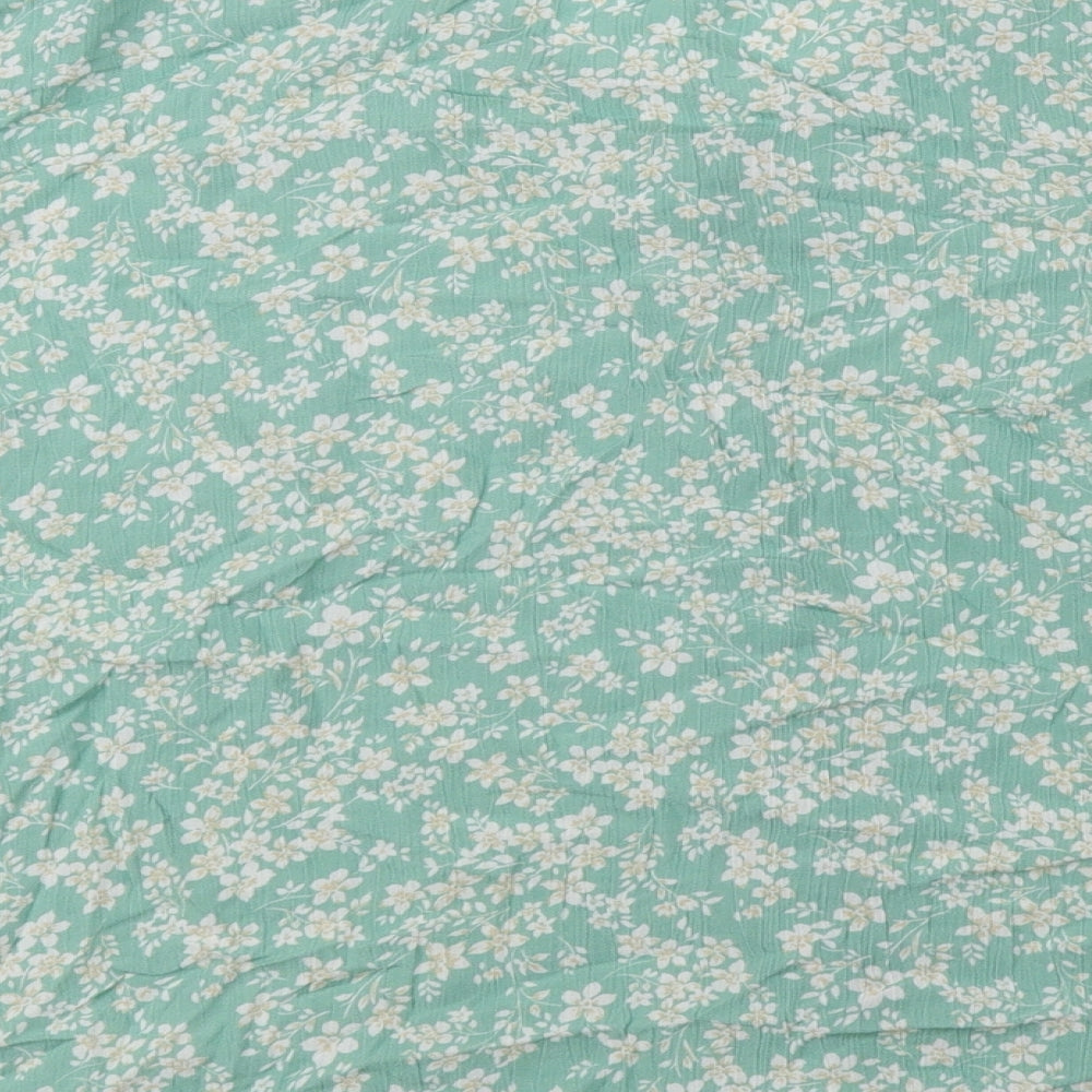 F&F Womens Green Floral Viscose Basic Blouse Size 22 V-Neck