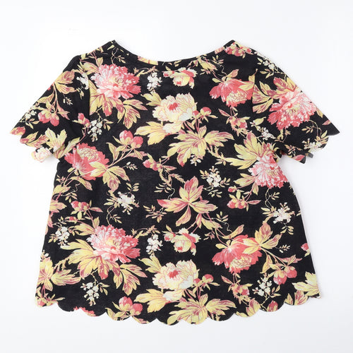 Topshop Womens Multicoloured Floral Polyester Basic Blouse Size 10 Round Neck