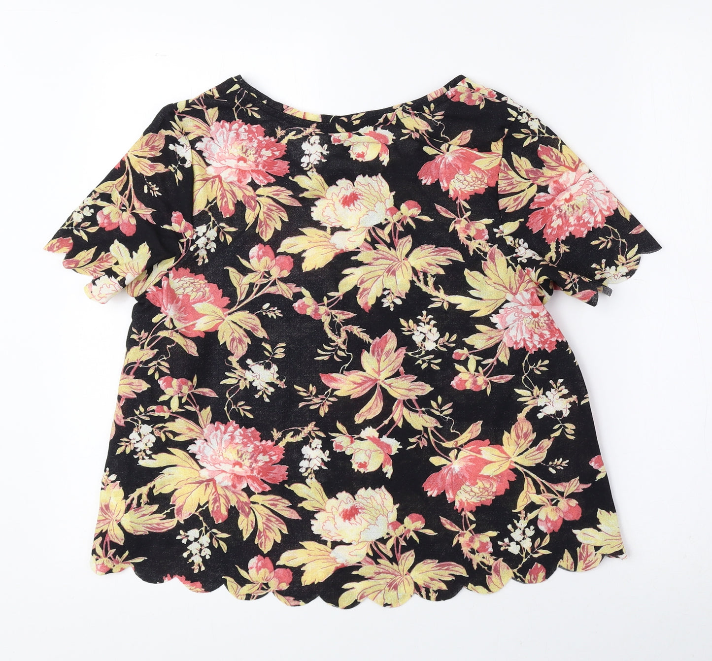 Topshop Womens Multicoloured Floral Polyester Basic Blouse Size 10 Round Neck