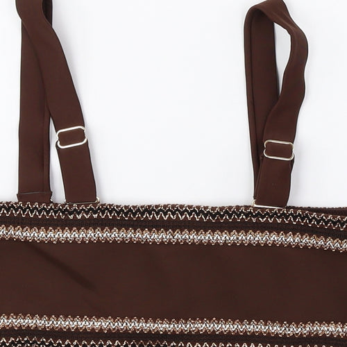 River Island Womens Brown Geometric Polyester Cropped Tank Size 10 Square Neck