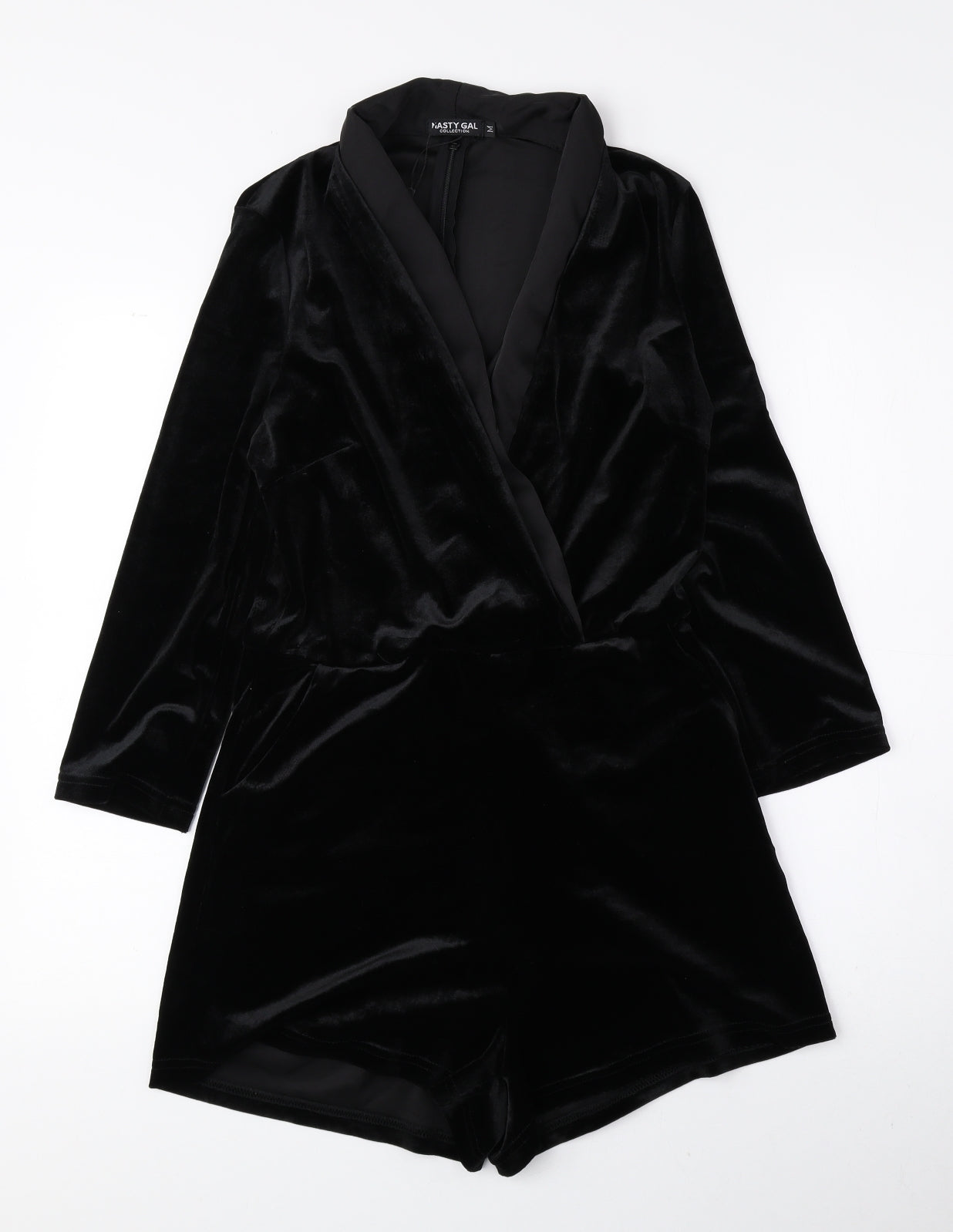 Nasty Gal Womens Black Polyester Bodysuit One-Piece Size M Zip
