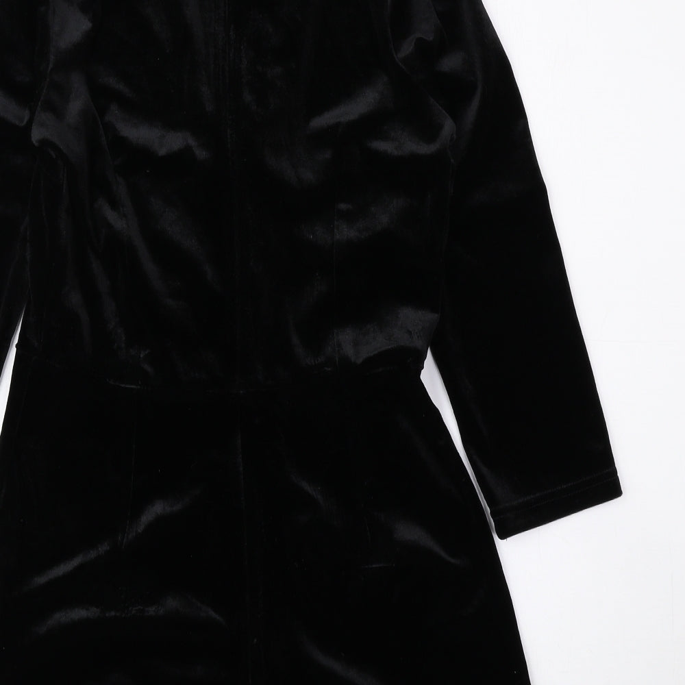 Nasty Gal Womens Black Polyester Bodysuit One-Piece Size M Zip
