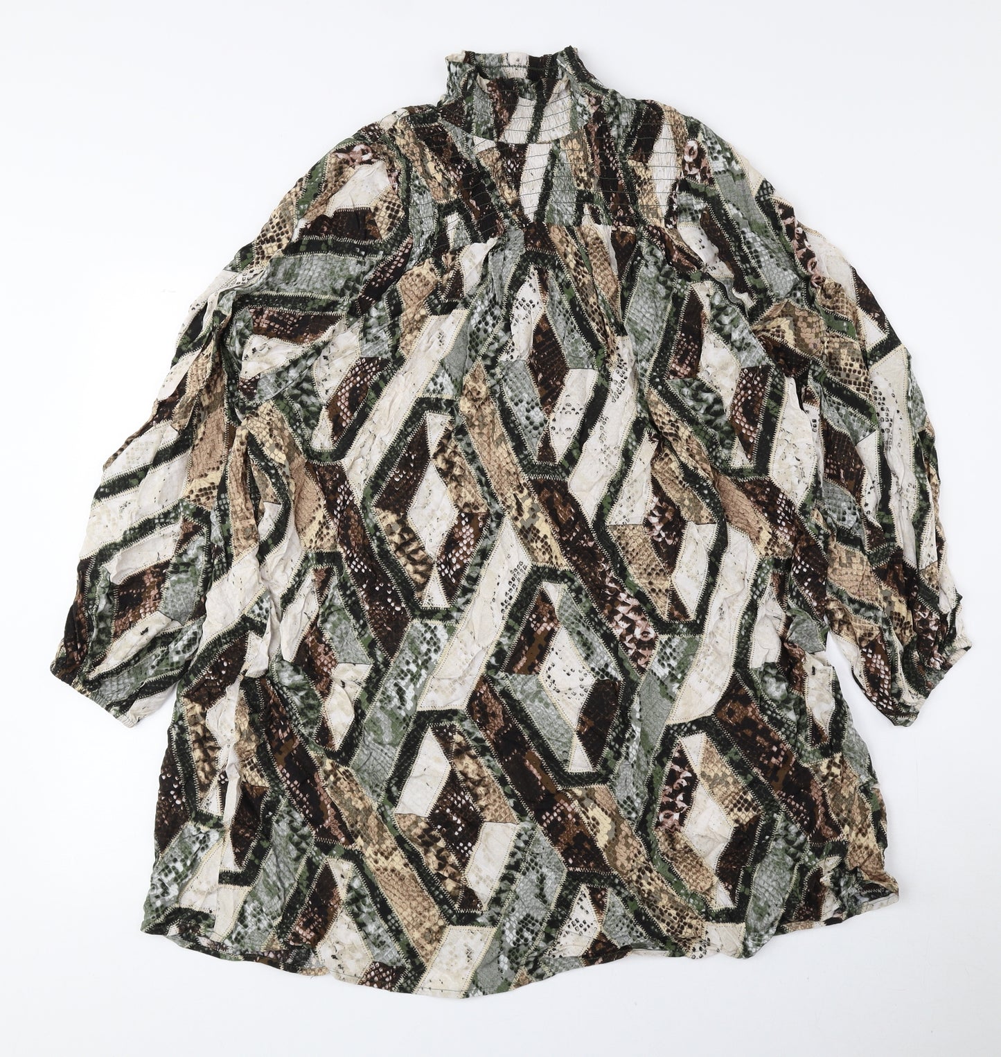 H&M Womens Multicoloured Geometric Viscose Shift Size 8 High Neck Pullover