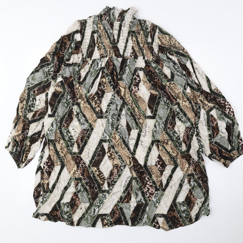 H&M Womens Multicoloured Geometric Viscose Shift Size 8 High Neck Pullover