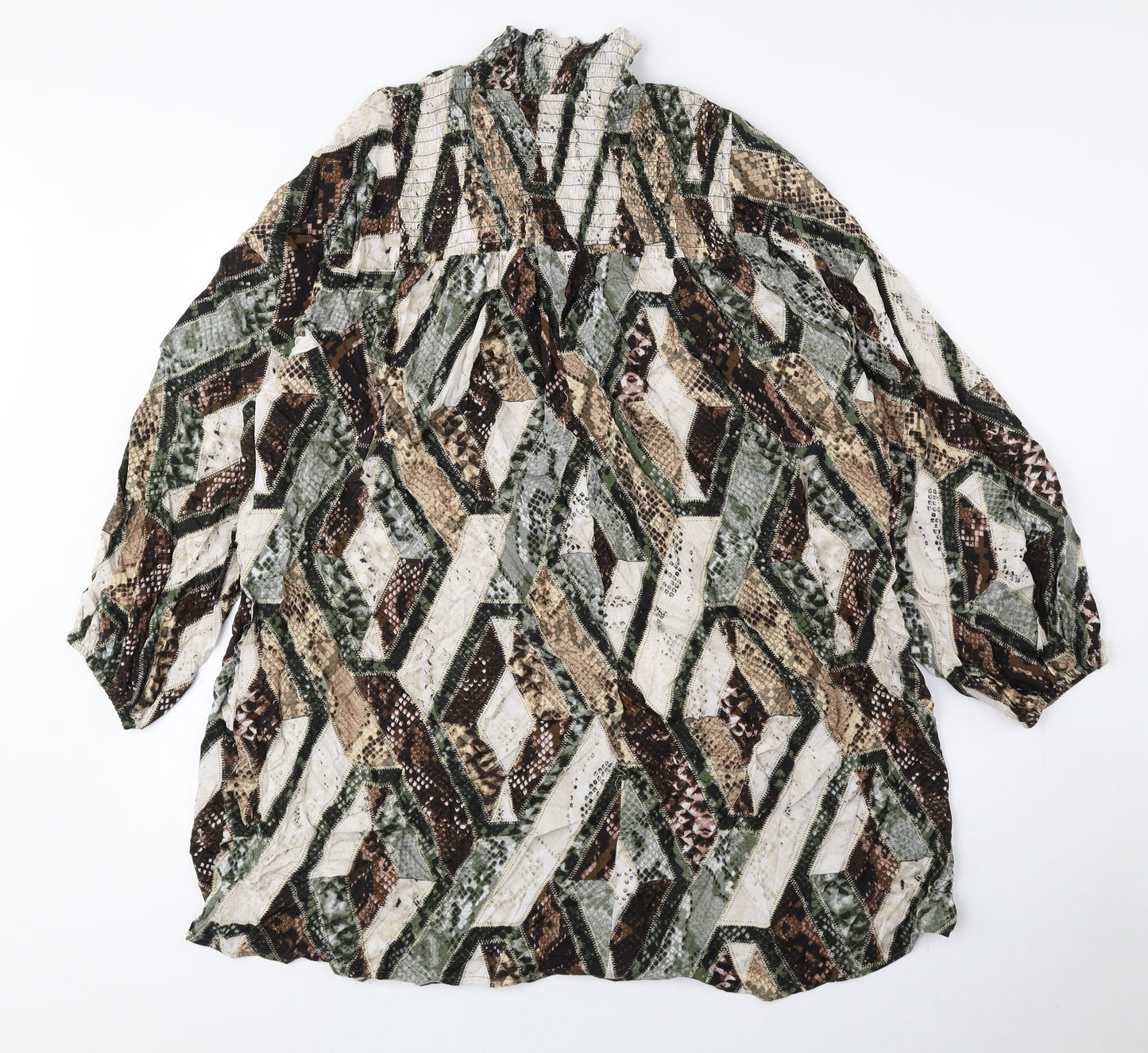 H&M Womens Multicoloured Geometric Viscose Shift Size 8 High Neck Pullover