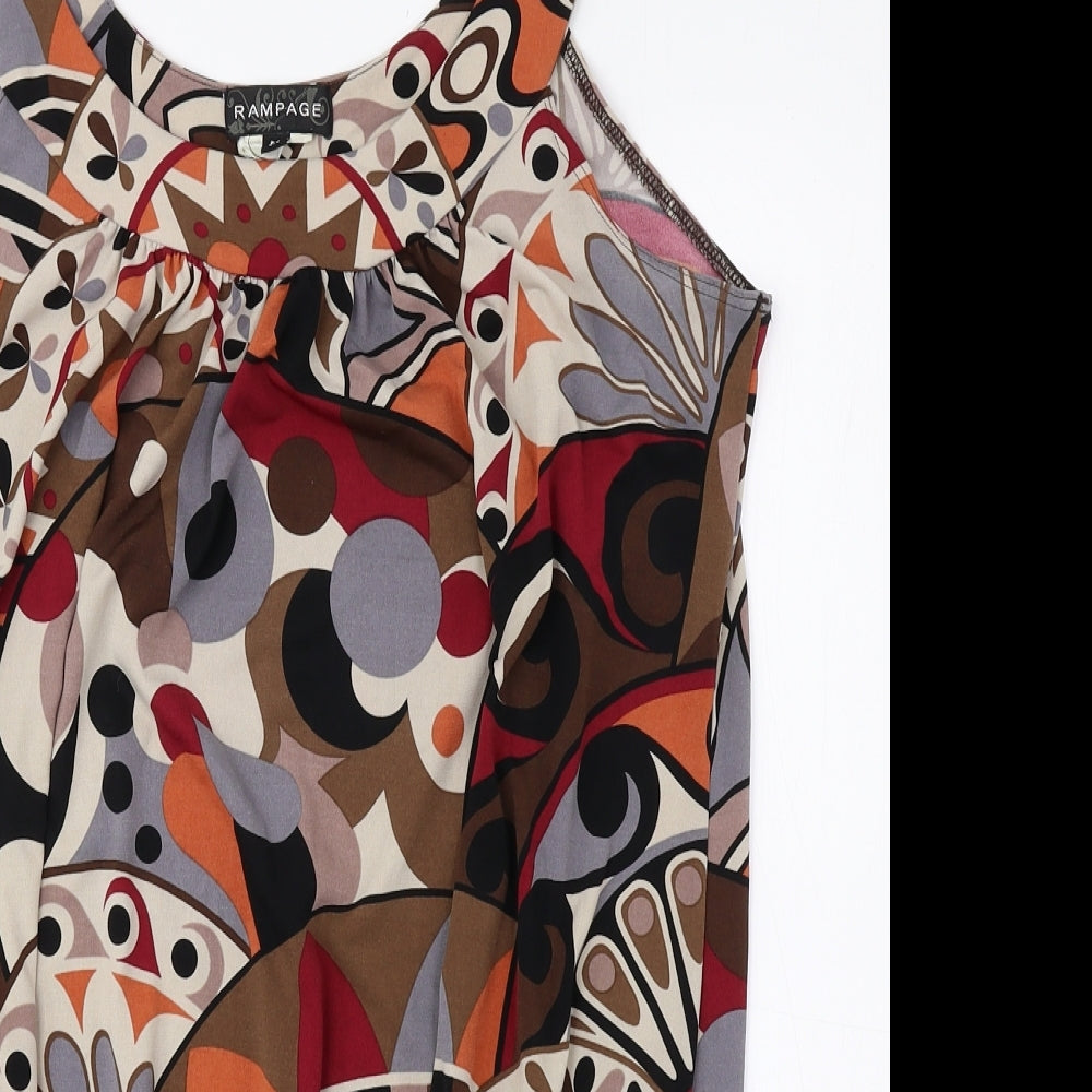 Rampage Womens Multicoloured Floral Polyester Tank Dress Size M Scoop Neck Pullover