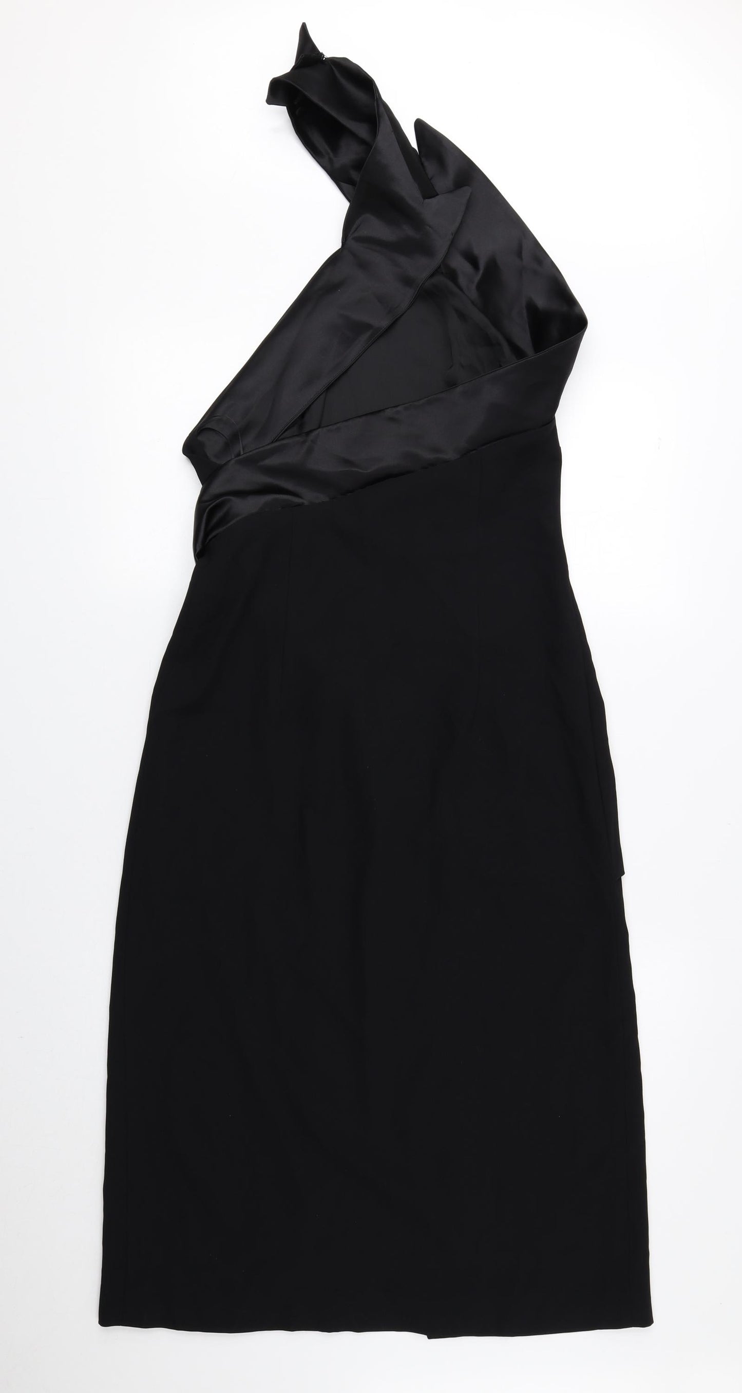 Zara Womens Black Polyester Pencil Dress Size S One Shoulder Zip