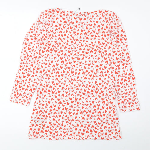 Marks and Spencer Womens Red Geometric Cotton Basic Blouse Size 10 Boat Neck