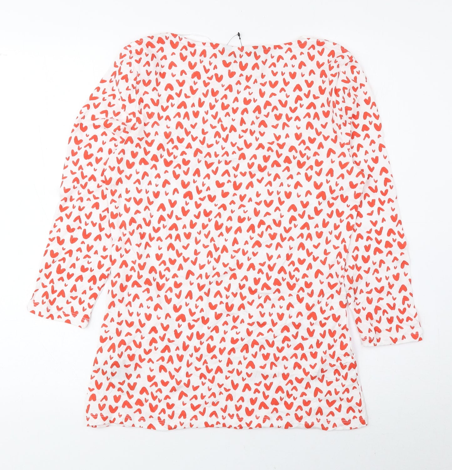 Marks and Spencer Womens Red Geometric Cotton Basic Blouse Size 10 Boat Neck