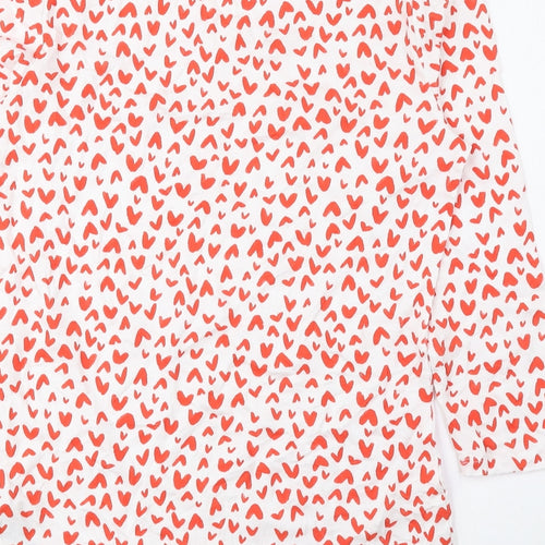 Marks and Spencer Womens Red Geometric Cotton Basic Blouse Size 10 Boat Neck
