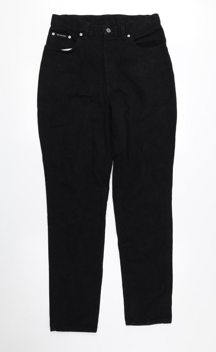 New York Womens Black 100% Cotton Tapered Jeans Size 8 L30 in Regular Zip