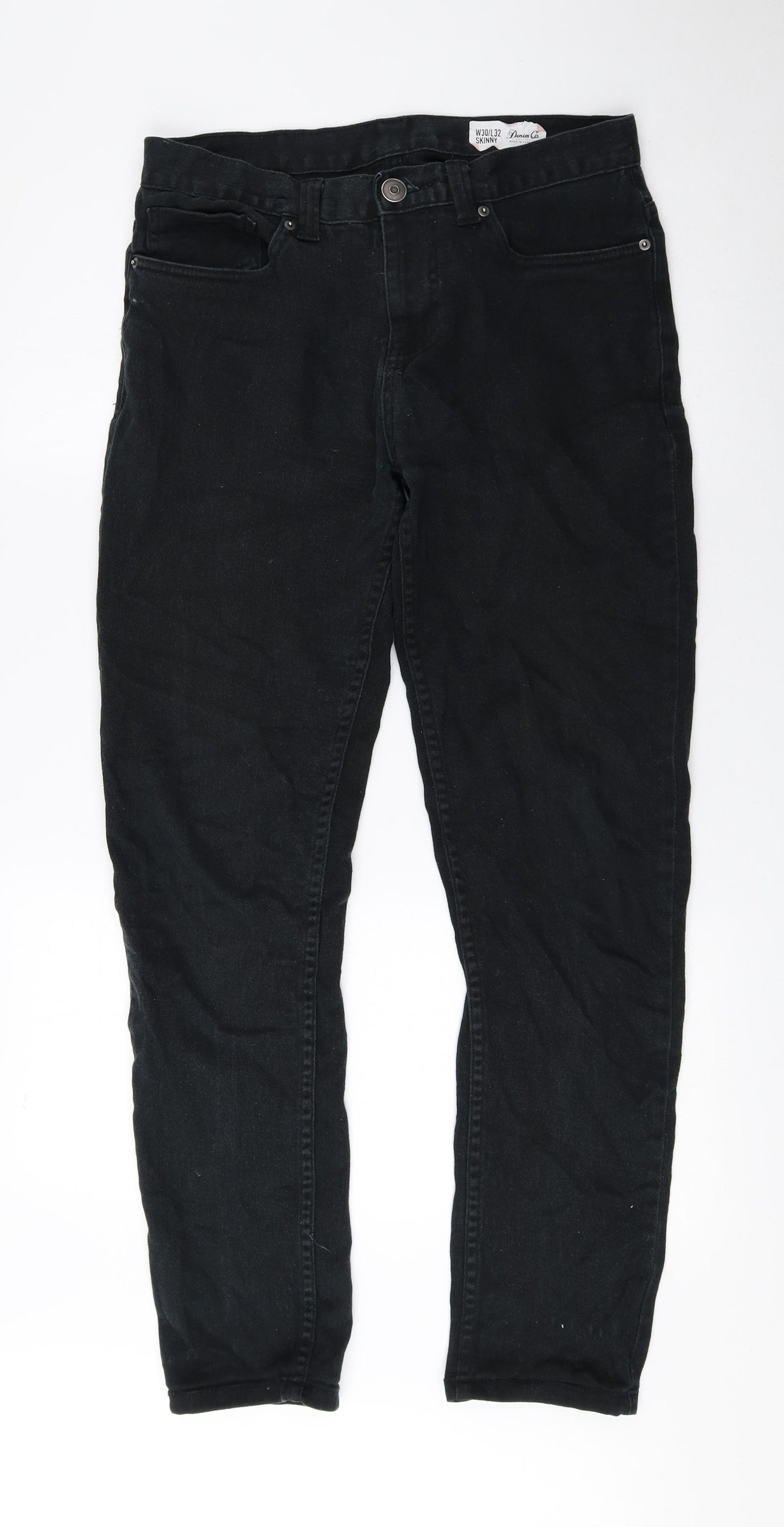 Denim & Co. Mens Black Cotton Skinny Jeans Size 30 L32 in Regular Zip