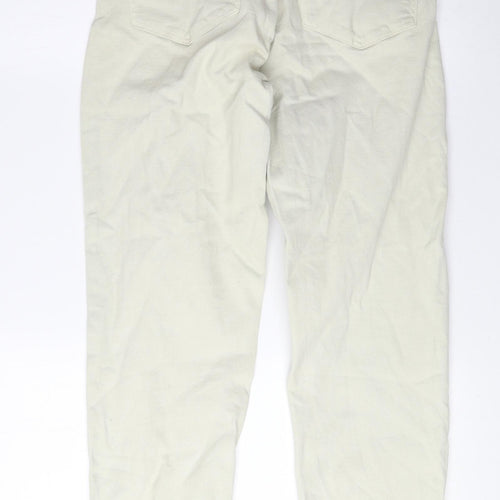 Stradivarius Womens Ivory Cotton Mom Jeans Size 10 L26 in Regular Zip