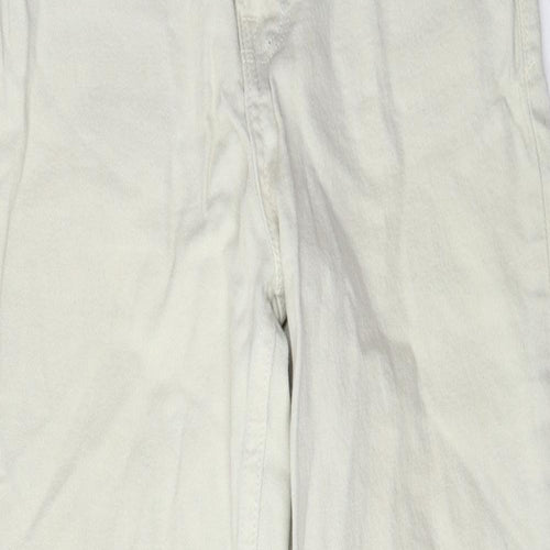 Stradivarius Womens Ivory Cotton Mom Jeans Size 10 L26 in Regular Zip
