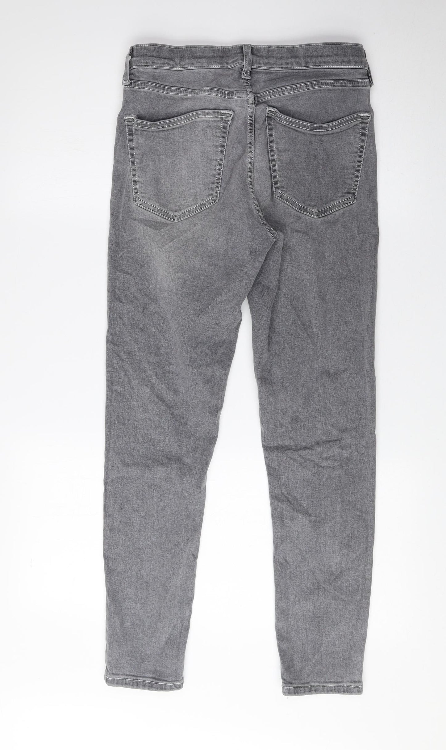 Topshop Mens Grey Polyester Skinny Jeans Size 28 L30 in Regular Zip