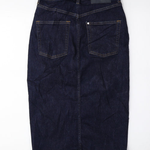 H&M Womens Blue Cotton Straight & Pencil Skirt Size 8 Zip