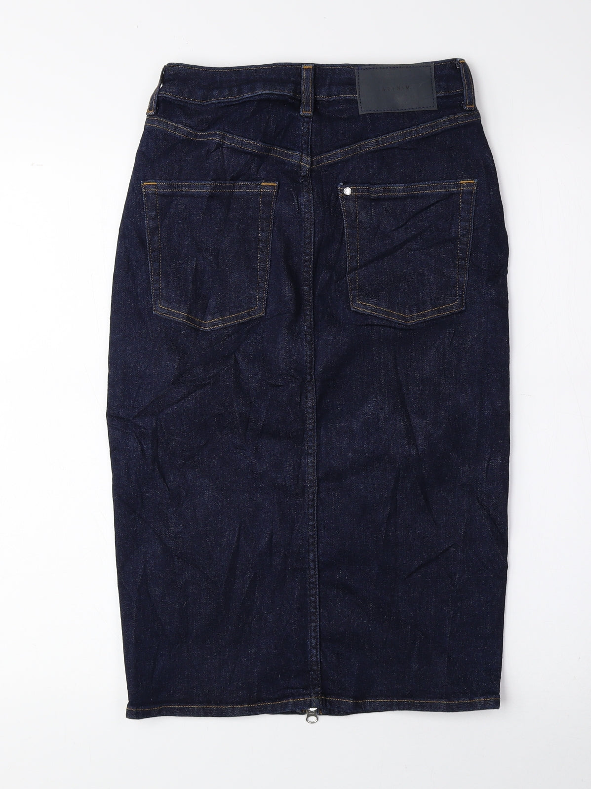 H&M Womens Blue Cotton Straight & Pencil Skirt Size 8 Zip