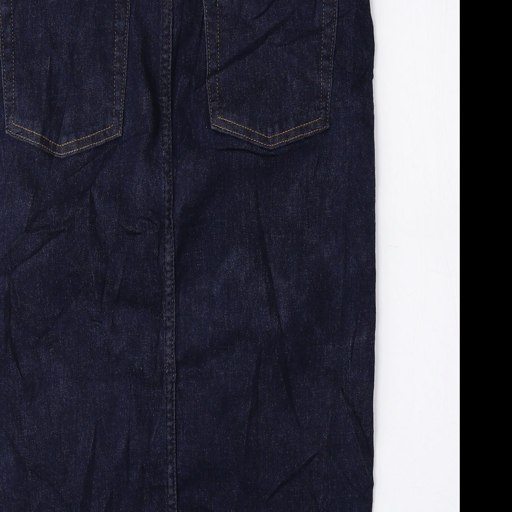 H&M Womens Blue Cotton Straight & Pencil Skirt Size 8 Zip