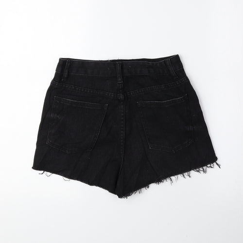 Glamorous Womens Black 100% Cotton Hot Pants Shorts Size XS Regular Zip