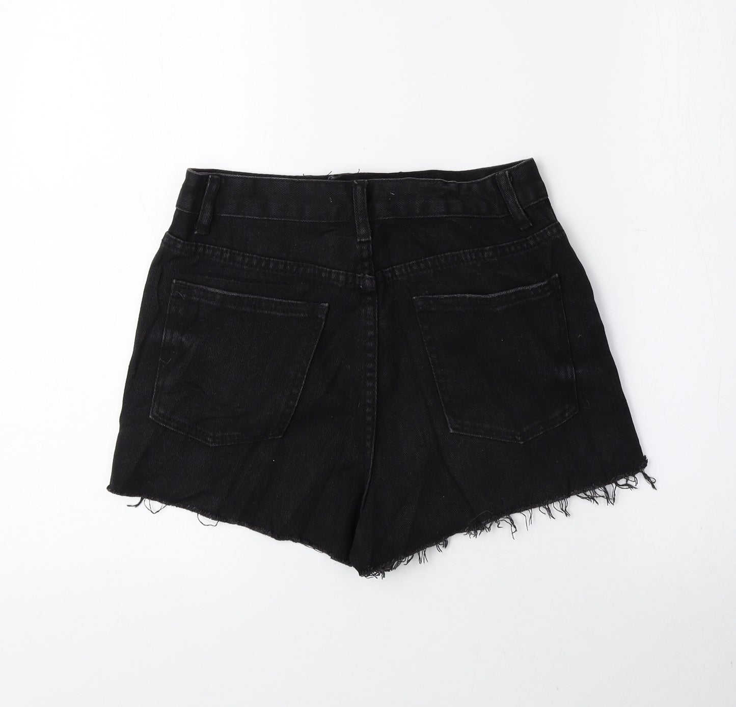 Glamorous Womens Black 100% Cotton Hot Pants Shorts Size XS Regular Zip