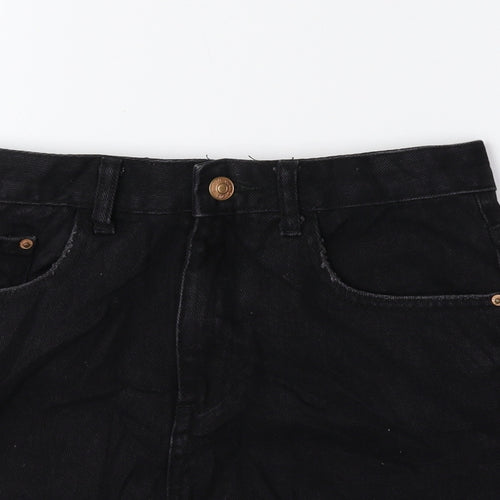 Glamorous Womens Black 100% Cotton Hot Pants Shorts Size XS Regular Zip