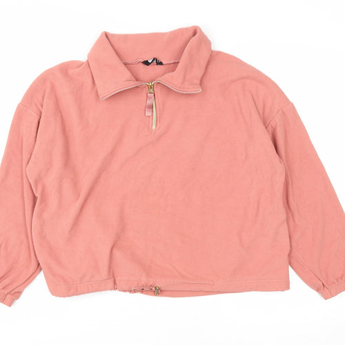 F&F Womens Pink Polyester Pullover Sweatshirt Size M Zip