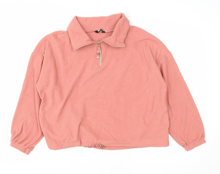 F&F Womens Pink Polyester Pullover Sweatshirt Size M Zip