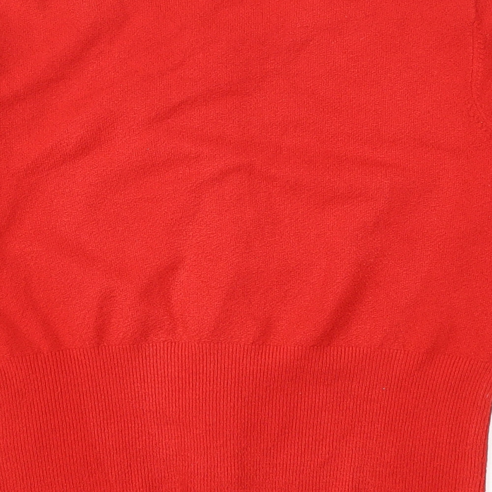 Principles Womens Red Round Neck Acrylic Cardigan Jumper Size 12