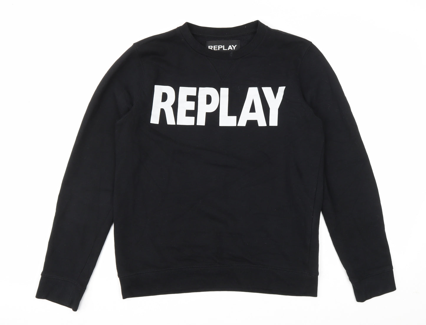 Replay Mens Black Cotton Pullover Sweatshirt Size L