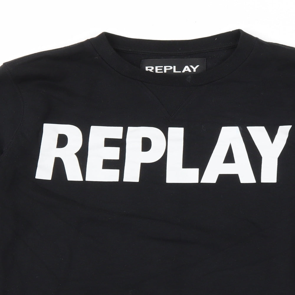 Replay Mens Black Cotton Pullover Sweatshirt Size L