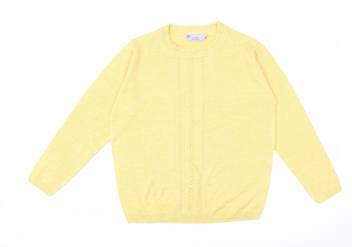 Honour Millburn` Womens Yellow Round Neck Acrylic Pullover Jumper Size 16