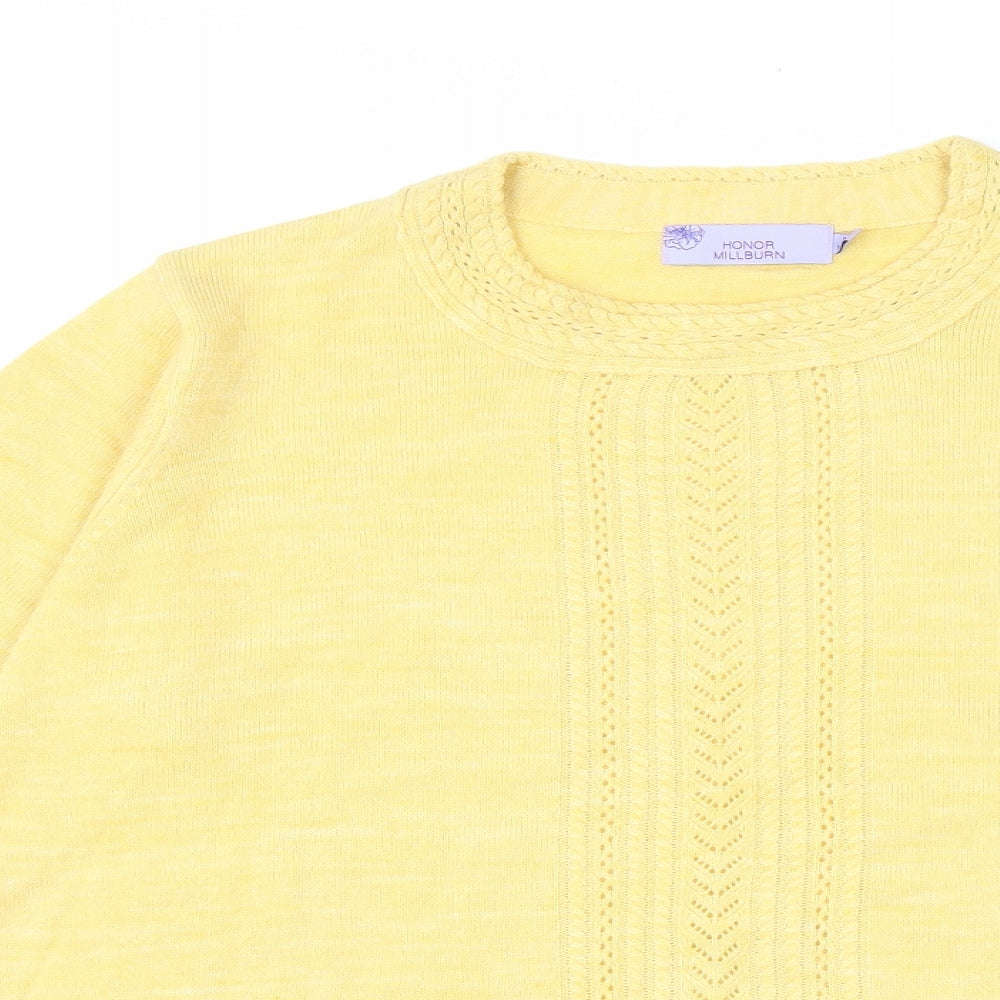Honour Millburn` Womens Yellow Round Neck Acrylic Pullover Jumper Size 16