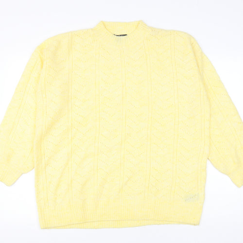 ESMARA Womens Yellow Mock Neck Polyester Pullover Jumper Size 14