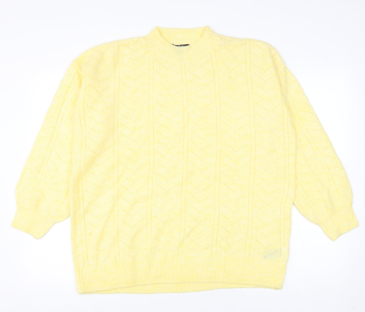 ESMARA Womens Yellow Mock Neck Polyester Pullover Jumper Size 14
