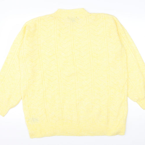 ESMARA Womens Yellow Mock Neck Polyester Pullover Jumper Size 14