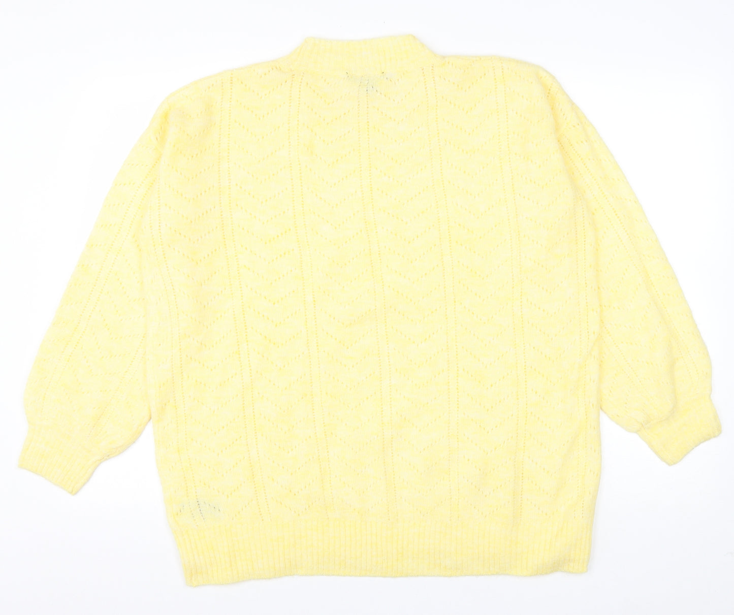 ESMARA Womens Yellow Mock Neck Polyester Pullover Jumper Size 14