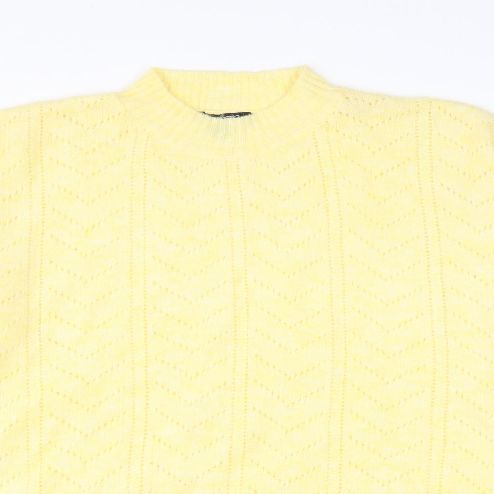 ESMARA Womens Yellow Mock Neck Polyester Pullover Jumper Size 14