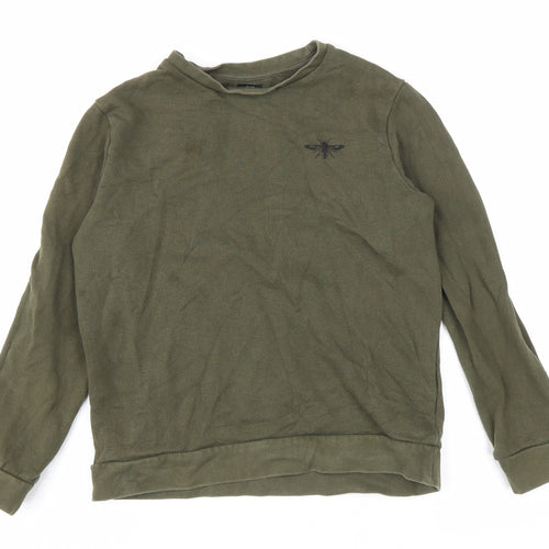River Island Boys Green Cotton Pullover Sweatshirt Size 9-10 Years Pullover - Insect