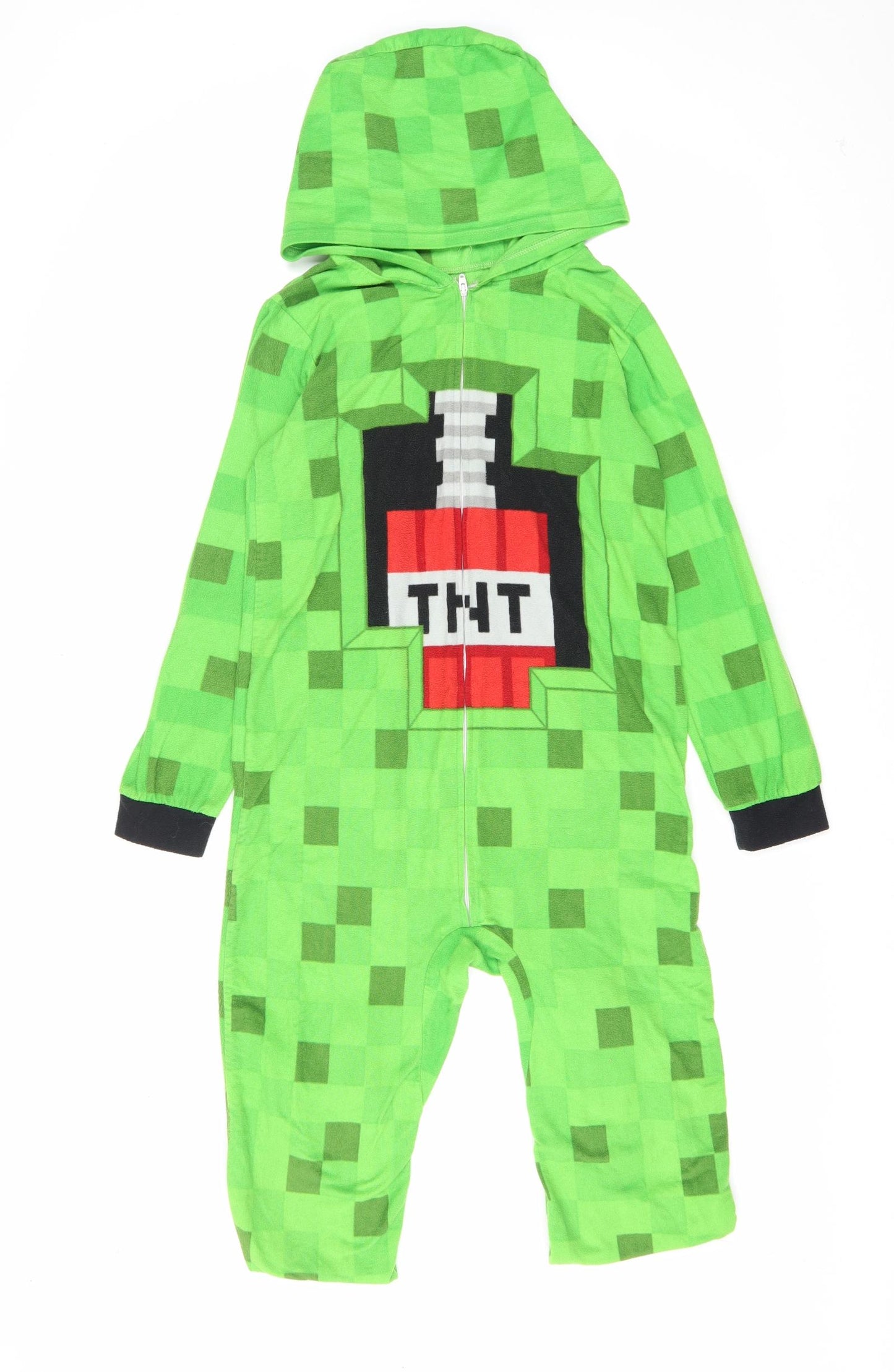 Mojhang Boys Green Check Polyester One Piece Size 10-11 Years Zip - Minecraft