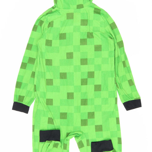 Mojhang Boys Green Check Polyester One Piece Size 10-11 Years Zip - Minecraft