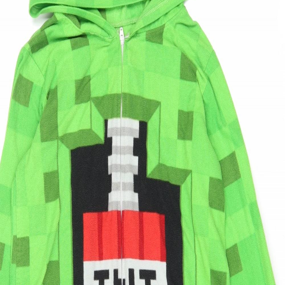 Mojhang Boys Green Check Polyester One Piece Size 10-11 Years Zip - Minecraft
