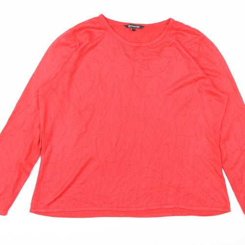 Bonmarché Womens Red Round Neck Acetate Pullover Jumper Size 18