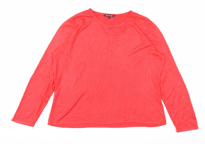 Bonmarché Womens Red Round Neck Acetate Pullover Jumper Size 18
