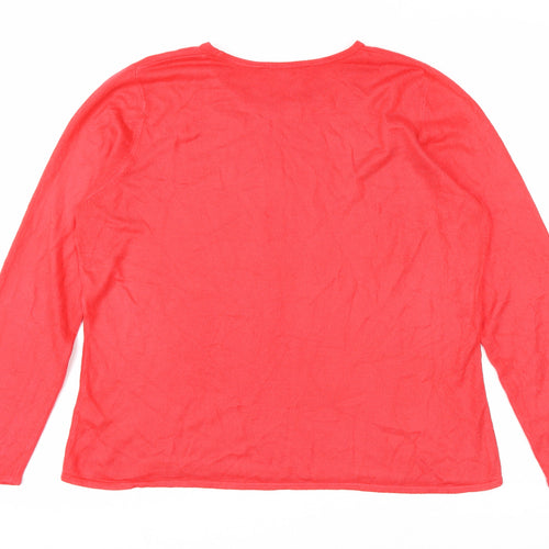 Bonmarché Womens Red Round Neck Acetate Pullover Jumper Size 18