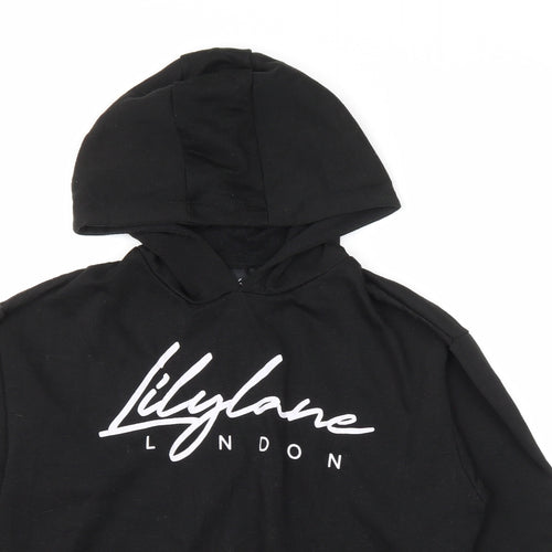 Lily Lane Girls Black Cotton Pullover Hoodie Size 13 Years Pullover - Cropped