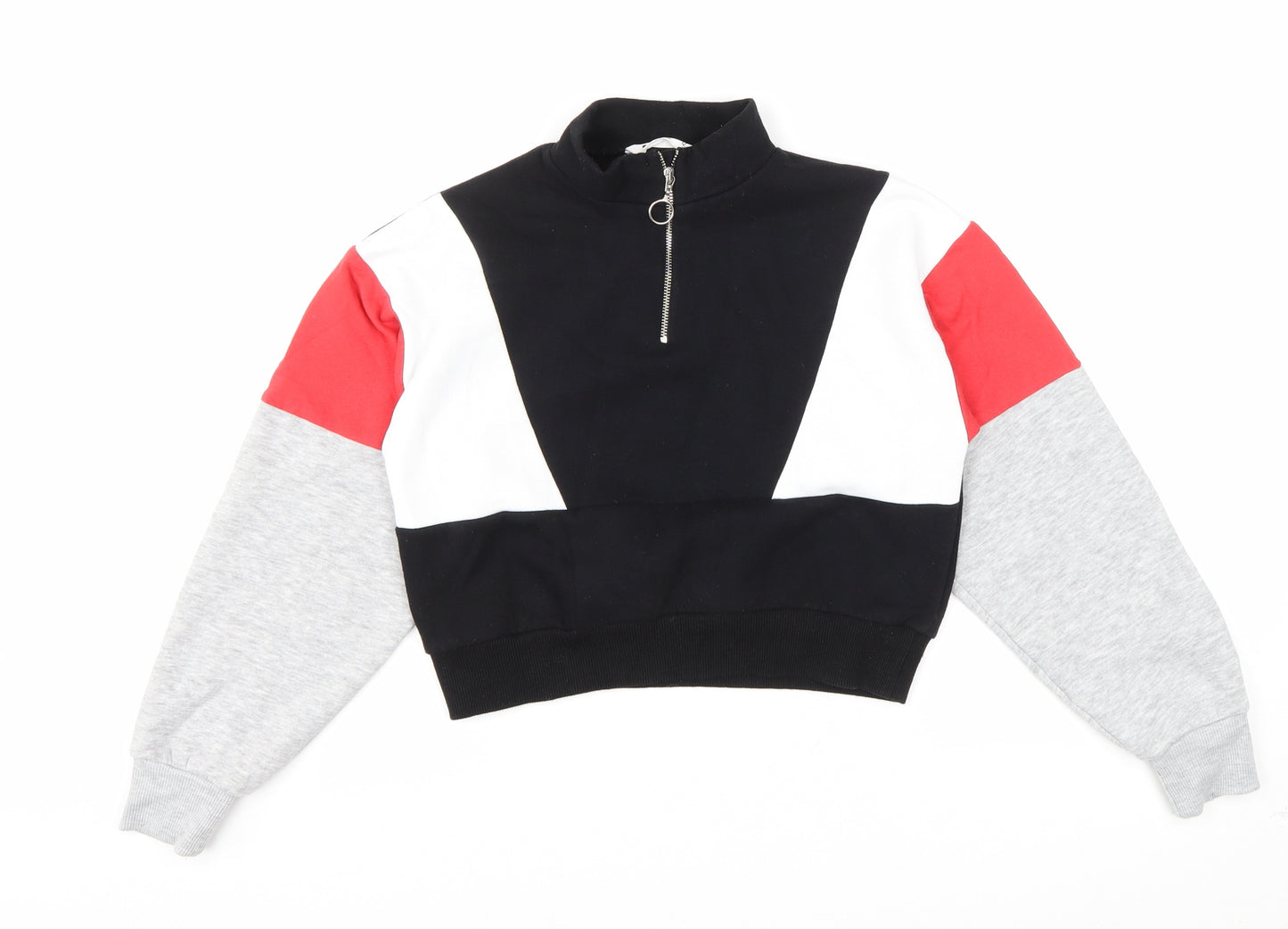 Matalan Girls Multicoloured Colourblock Cotton Pullover Sweatshirt Size 12 Years Zip