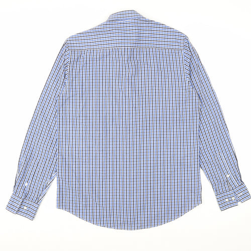 Primark Mens Blue Plaid Cotton Button-Up Size 15.5 Collared Button