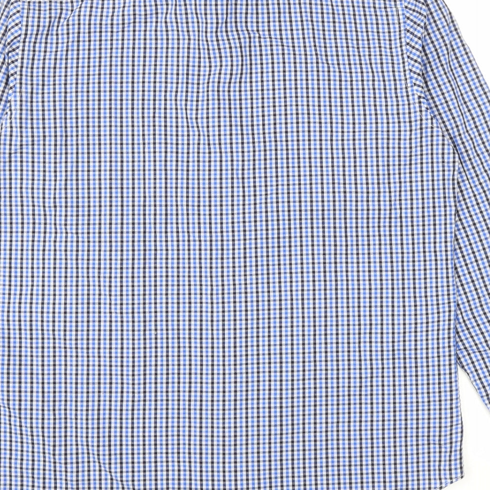 Primark Mens Blue Plaid Cotton Button-Up Size 15.5 Collared Button